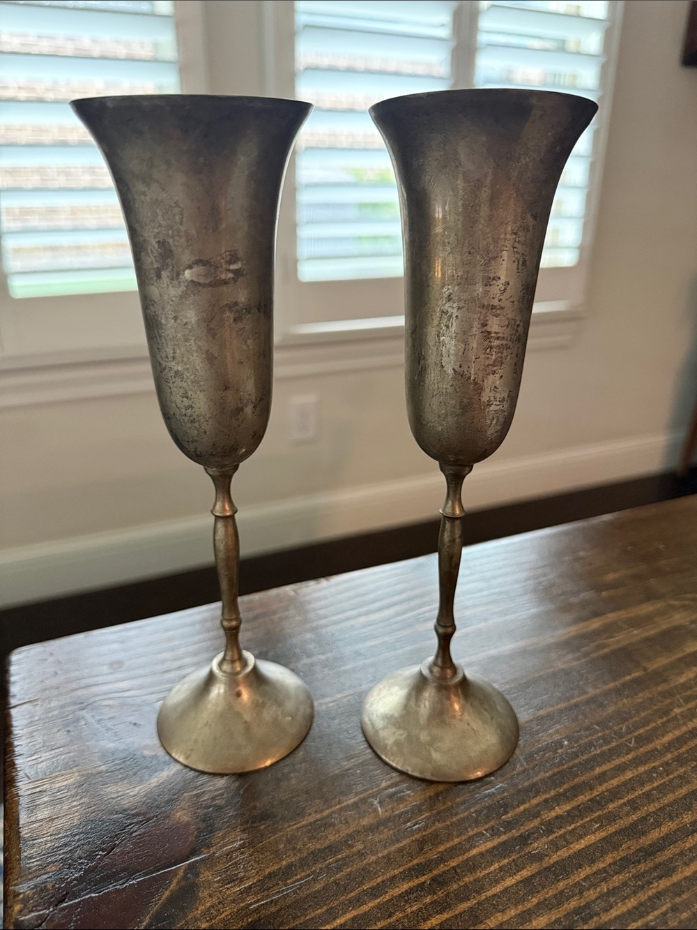 Pair of Silver Tulip Stem Flutes